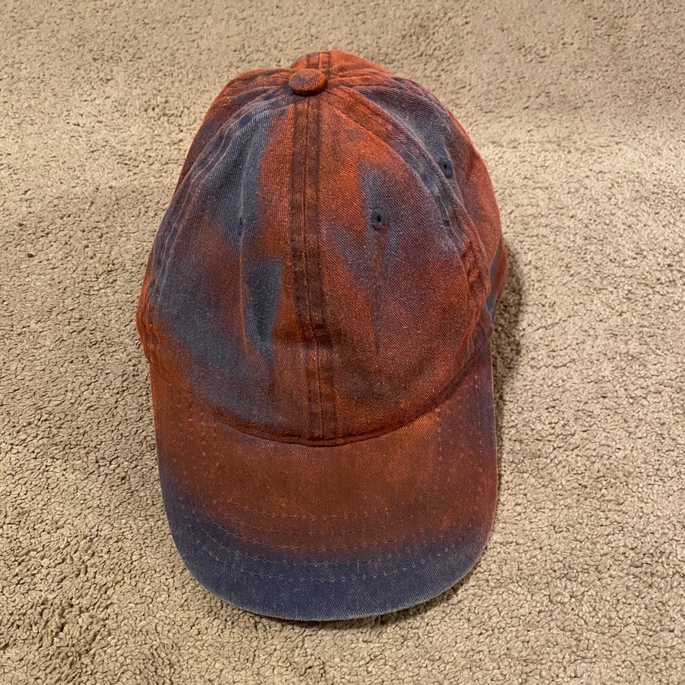 Custom Orange Dyed Dark Denim Velcro Hat